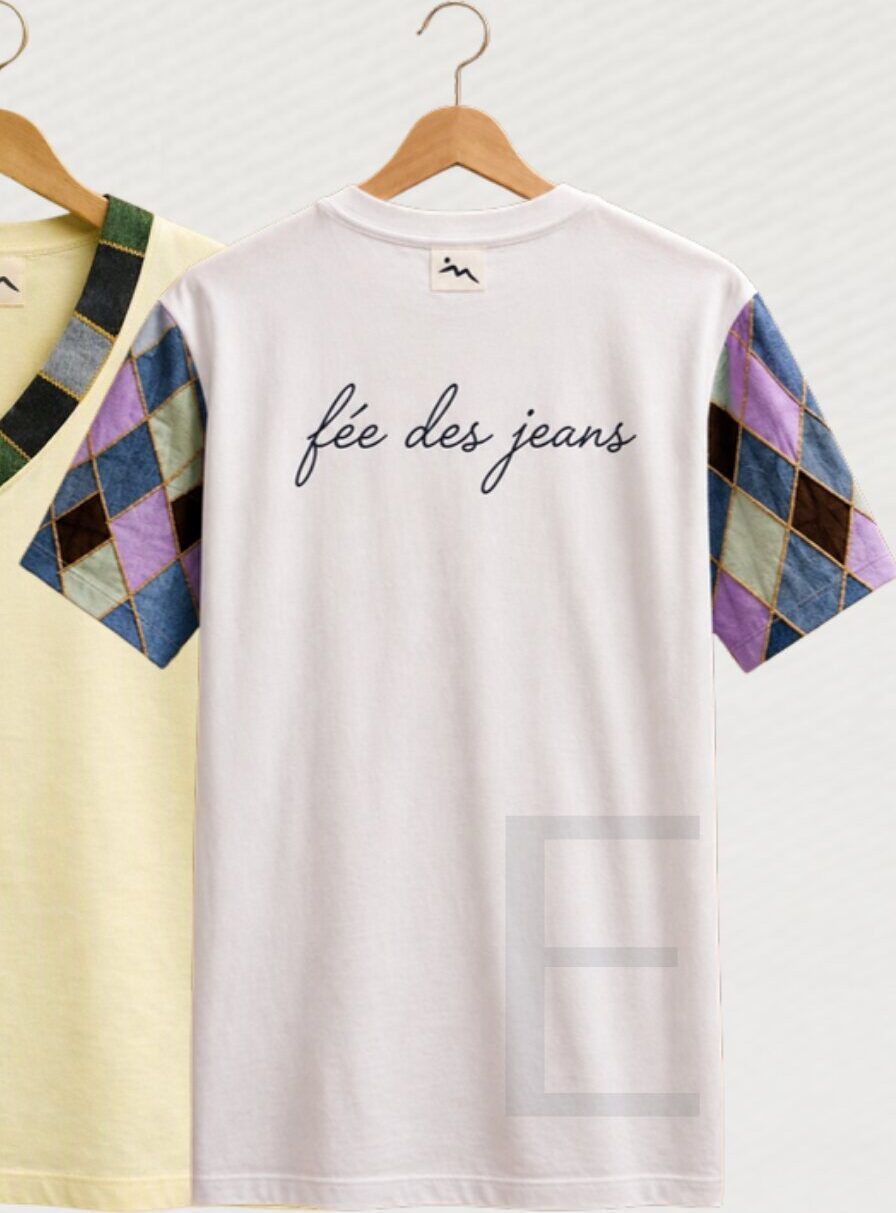 Dos du t-shirt « fée des jeans », empiècement patchwork sur les manches.